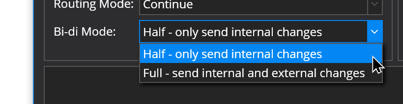 Binding Bi-directional Mode Setting