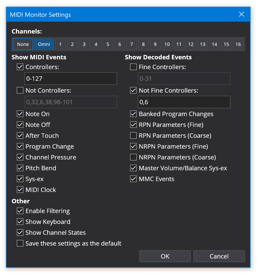 MIDI Monitor Settings