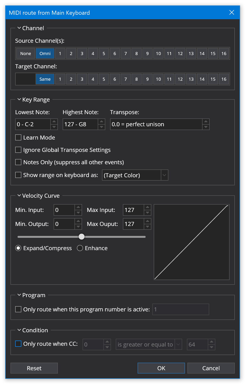 Midi Route Settings