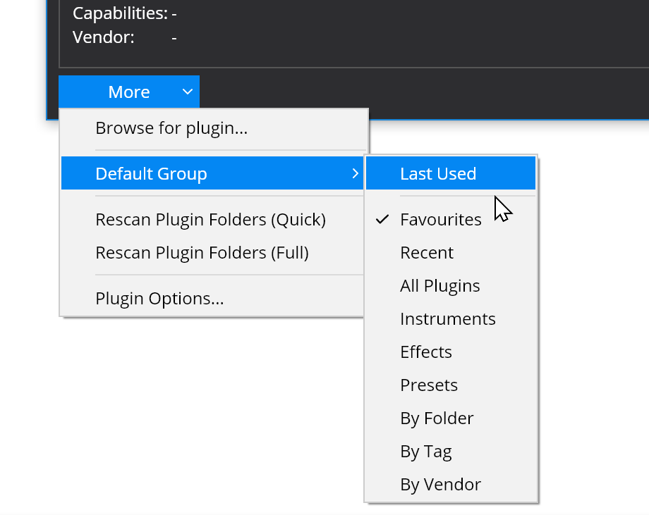 Default Plugin Group Selector